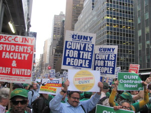 PHOTO BY BRANDON JORDAN The CUNY Rising Alliance included many organizations like the New York Public Interest Group, District Council 37 and Professional Staff Congress. 