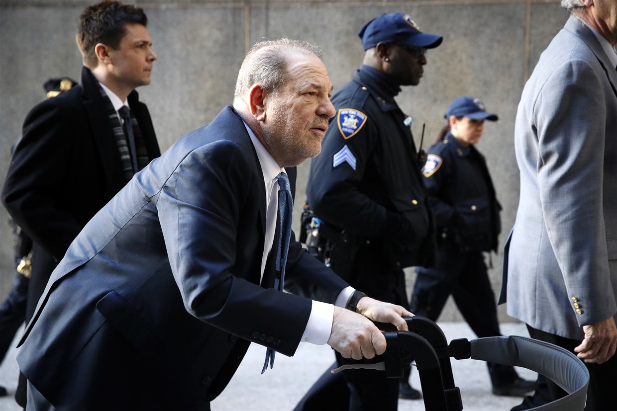 Harvey Weinstein arrives at a Manhattan courthouse during jury deliberations in his rape trial on Feb. 24.John Minchillo / AP file / NBC News
